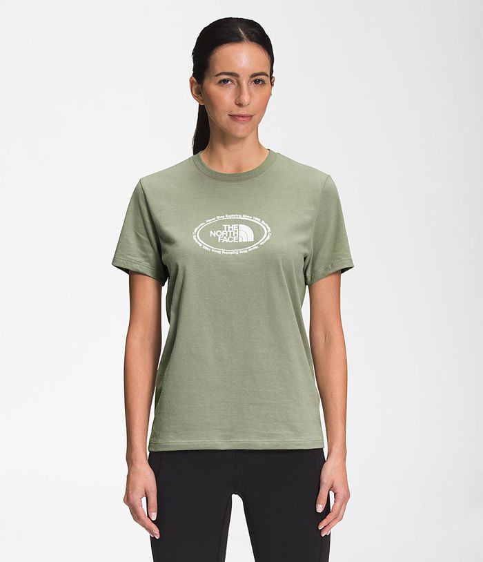 The North Face Short Sleeve Graphic Womens T-Shirts Green 351079-MAC